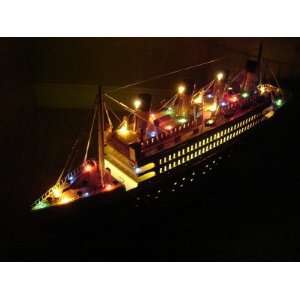 Titanic Wooden Model Cruise Ship W/flashing Lights 24 Already Built 