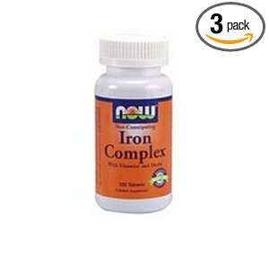 NOW Foods Iron Complex, 100 Tablets (Pack of 3) Health 