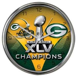  Green Bay Packers Super Bowl Champions Clock in Chrome 
