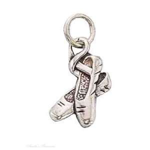  Sterling Silver Ballerina Pointe Shoes Charm: Jewelry