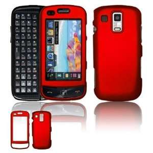Dark Red Hard Rubber Feel Case + Screen Protector for Samsung Rogue 