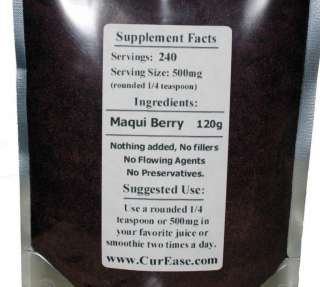 Whole Pure MAQUI Berry Powder SuperFruit * 240 Servings  