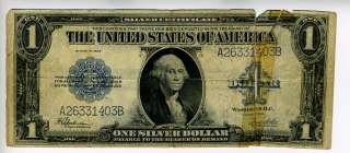 LARGE SIZE 1923 $1 DOLLAR BLUE SEAL SILVER CERTIFICATE  