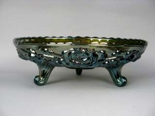 LUSTRE ROSE ~ IMPERIAL HELIOS GREEN CARNIVAL GLASS CENTERPIECE BOWL 