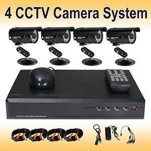 CCTV Home Security DVR 4 Outdoor Cameras Video System IE & Mobile 