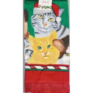 Holiday Towels with Cats   Set of 2