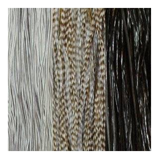    Striped Black & White Feather Hair Extensions   4 Pack: Beauty