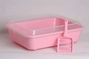 CAT / KITTEN LITTER TRAY. LARGE SIZE WITH RIM AND SCOOP. PINK COLOUR 