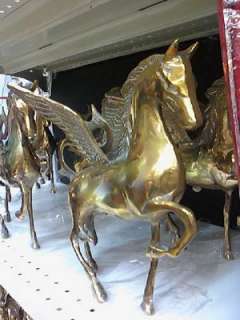 Wing horse pegasus figurine. Made in India. Gold tone heavy brass 