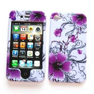   Image Cover Artistic Purple Flowers Design for Apple iPhone 4 & 4S