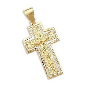    Solid 14k Yellow Gold Heavy Cross Crucifix Pendant New: Jewelry