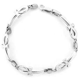  Egyptian Jewelry Silver Ankh Bracelet: Jewelry