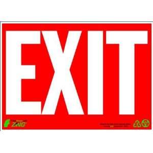 ZING 2078A Sign,Exit,Red on White,10x14,Alum.  Industrial 