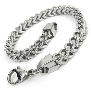 Mens Silver Tone Stainless Steel Bracelet Snake Chain Bangle  