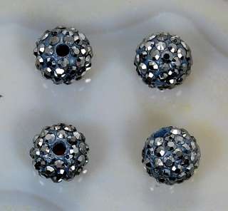 4X 8mm Round DimGray Crystal Rhinestone Bracelet Spacer Beads Charms 