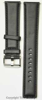 24 mm BLACK LEATHER WATCH BAND PADDED EXTRA LONG XXL  