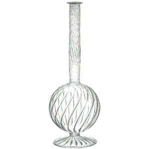  Footed Swirl Glass Bubble Vase 13.5 Clear