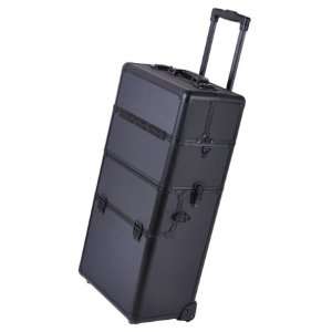    Professional Rolling Train Cosmetic Makeup Case Black: Beauty