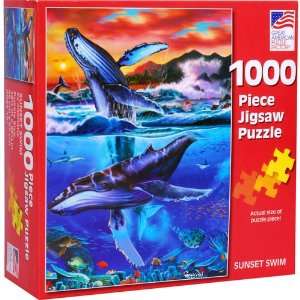   Great American Puzzle Factory Jigsaw Puzzle Sunset Swim Toys & Games