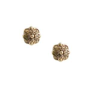  Barse Bronze Floral Button Post Earrings Jewelry