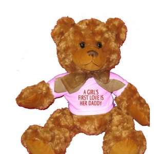   LOVE IS HER DADDY Plush Teddy Bear with WHITE T Shirt: Toys & Games