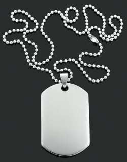   Stainless Steel Dog Tag Pendant + 30 Bead Chain Set Hip Hop  
