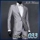 Skinny Slim Fit shiny silver Mens Suits Tuxedo US 38R