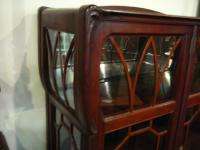   DECO NOUVEAU MAHOGANY CHINA CABINET CURVED GLASS UNIQUE STYLING  