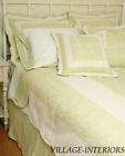7PC MEADOW GREEN IVORY COTTON TWIN QUILT BED IN BAG SET