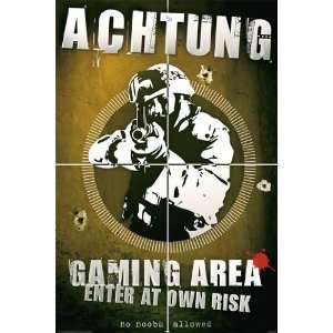  HUGE LAMINATED / ENCAPSULATED Video Games Play Achtung gaming zone 