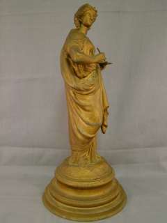 19thC Antique VICTORIAN SPELTER Figural GREEK ARTIST Lady MANTLE 