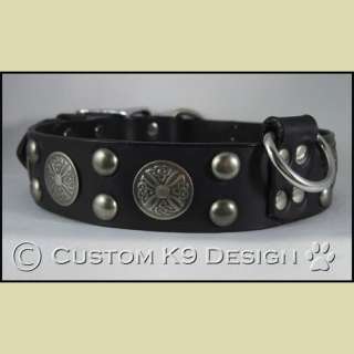 NEW Leather Dog Collar 1.5 Wide  Spots Celtic Conchos  