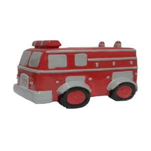  Terra Cotta Fire Truck Bank: Toys & Games