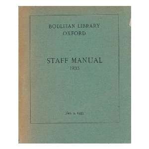  Staff Manual, 1933 Books