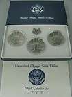 1984 PDS Olympic Uncirculated Silver Dollar 3 Coin Set