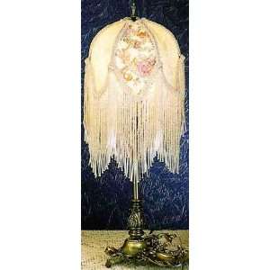 LAMPS BEAUTIFUL Victorian Style Fabric and Glass Beaded Fringe Table 