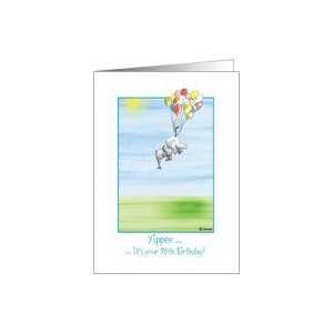   98th Birthday, cute Elephant flying with balloons Card Toys & Games