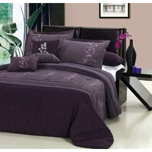   Oversized and Overfilled Comforter Set, Plum, Queen: Home & Kitchen