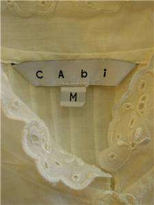 CABI Blouse TOP Eyelette VTG Style ROMANTIC Embroidered PINTUCK White 