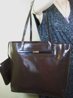 Vintage GUCCI Patent Leather Brown Shoulder Bag w Purse  