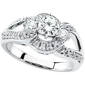    14K White Gold Bridal Engagement Band Ring Size 6.0: Jewelry