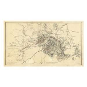  Civil War Map Illustrating the Siege of Atlanta, Georgia 