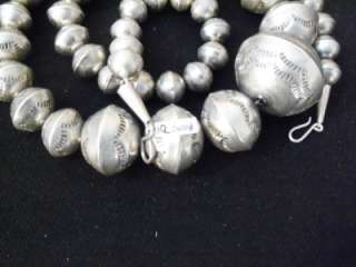 BEAUTIFUL DEAD PAWN NAVAJO PEARL STERLING SILVER NECKLACE W/ STAMPED 