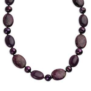   Purple Jade/Lepidolite/Freshwater Cultured Pearl Necklace: Jewelry
