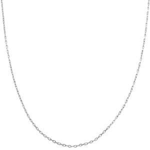 14 Karat White Gold 1 mm Long Cable Chain (18 Inch 