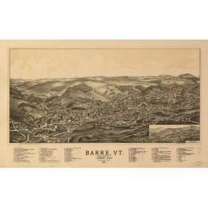  1891 Barre Vermont, Birds Eye Map