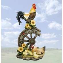 Rooster ON wheel Welcome Statue Home Decor  