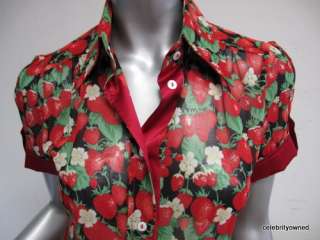 Dolce & Gabbana top Strawberry Print S/S Button Up 40  