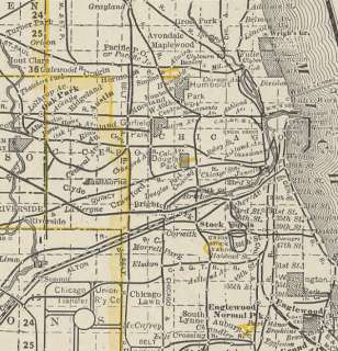 1899 Walkers Railroad Map of Illinois. All R.R.s listed. Handcolored 
