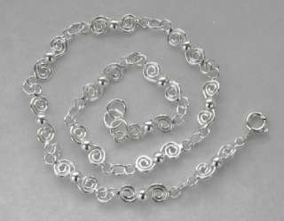 Anklet Spiral Beaded Ankle Bracelet Sterling Silver  